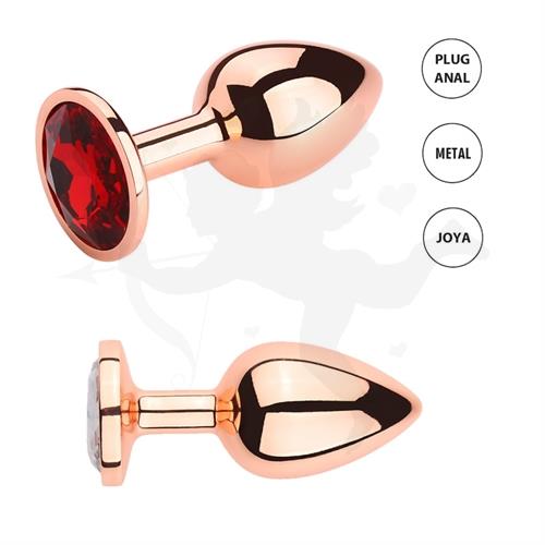 Coma Rojo S: Joya anal Small color Gold Rosado con gema rojo